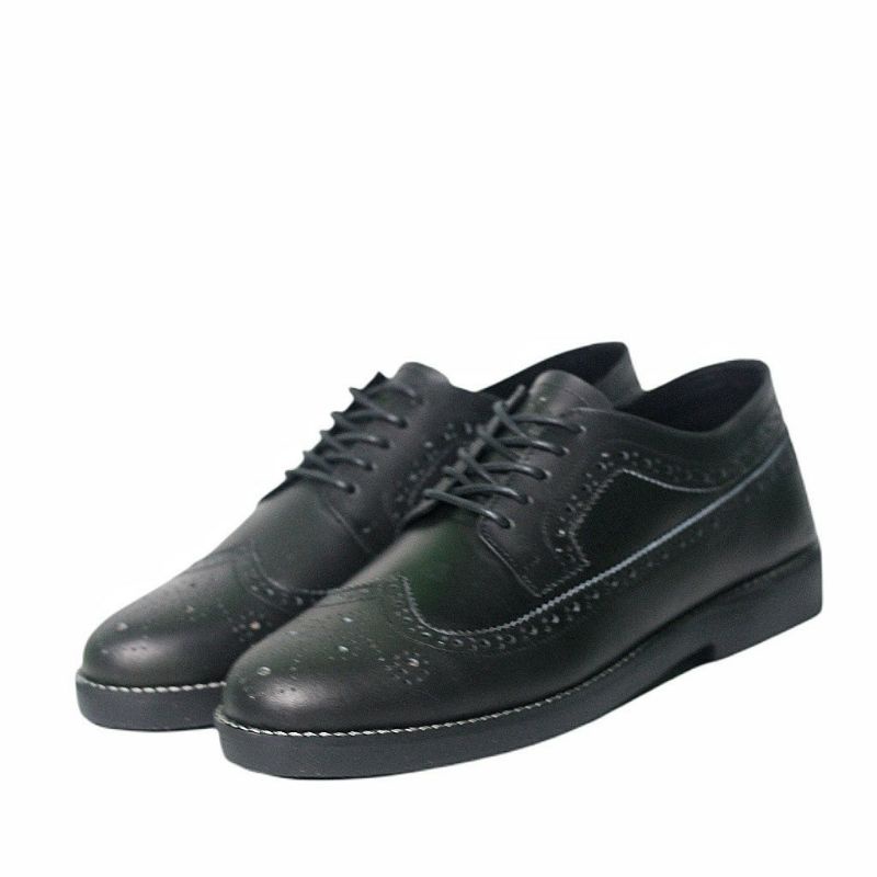 SAMOYED Black (Kulit Asli) Sepatu Pantofel Pria Kulit Asli Oxford Men Wingtip Casual Kerja Kantor Spatu Kondangan Original