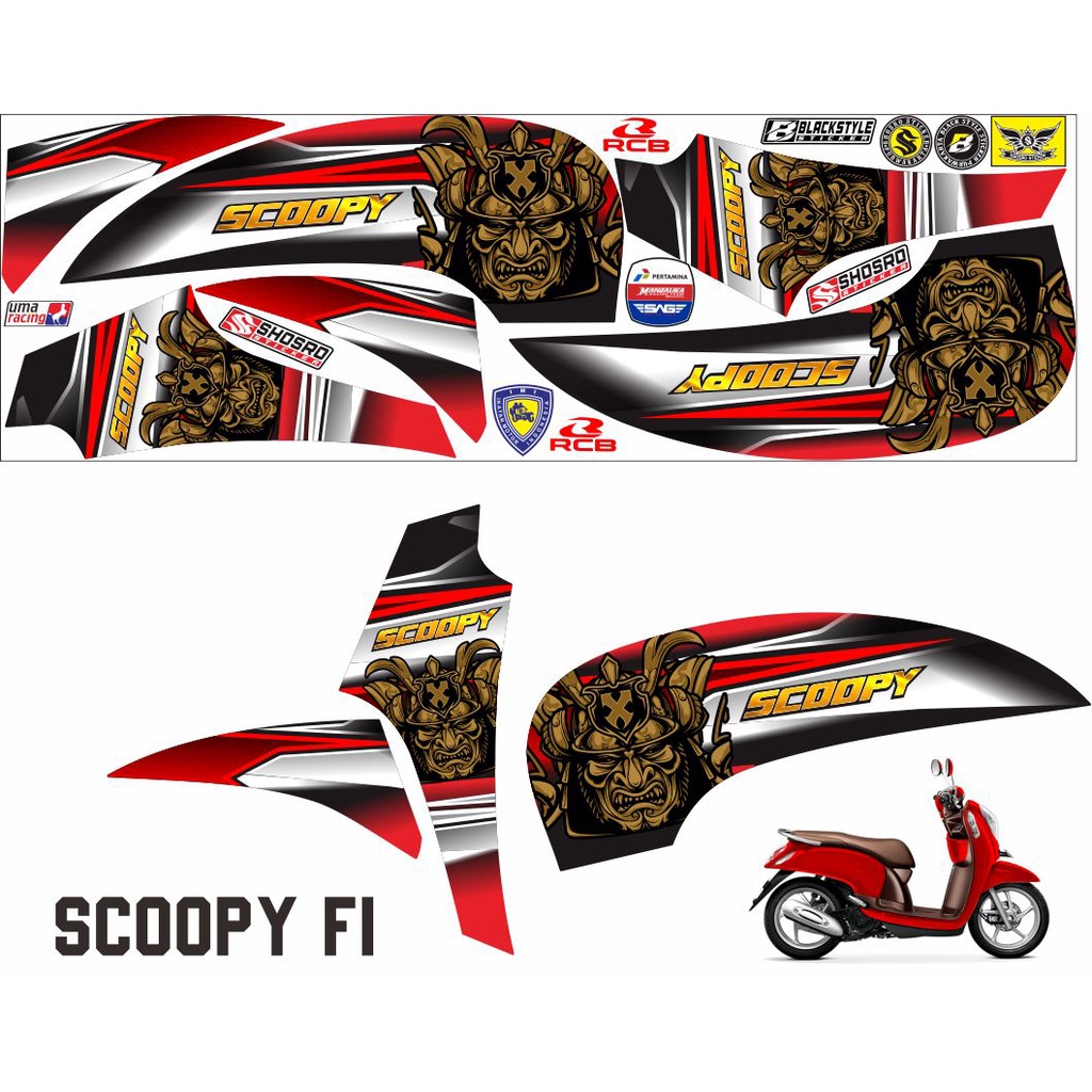 STIKER SIMPLE MOTIF DECAL STRIPING SIMPLE SCOOPY / STIKER VARIASI BUAT MOTOR SCOOPI FI / VARIASI SCO