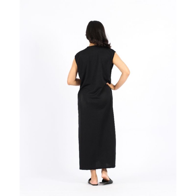 INNER SPAN DRESS HITAM TANPA LENGAN | INNER DRESS PANJANG POLOS | LONG DRESS PANJANG TANPA LENGAN