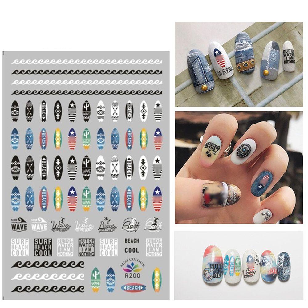 NEEDWAY Musim Panas Pantai Nail Art Stiker Palm Fashion Hitam Wanita Daun Lobster Manicure Gadis Nail Art Dekorasi