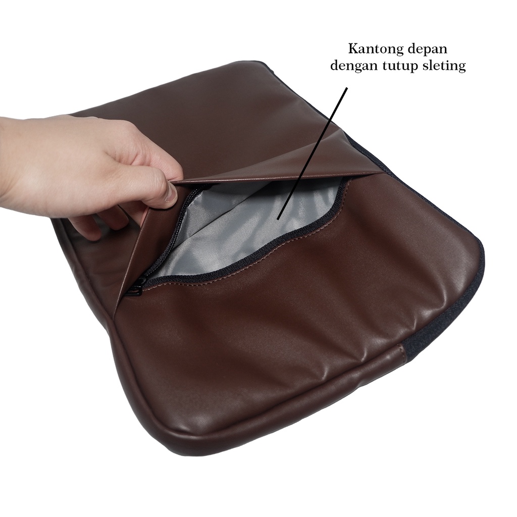 BICBAC TAS SLEEVE CASE LAPTOP KULIT CLUTCH LEATHER BAG DOMPET ANTI AIR WATERPROOF SHOCKPROOF ASUS LENOVO ACER HP 11 12 13 14 15 inch