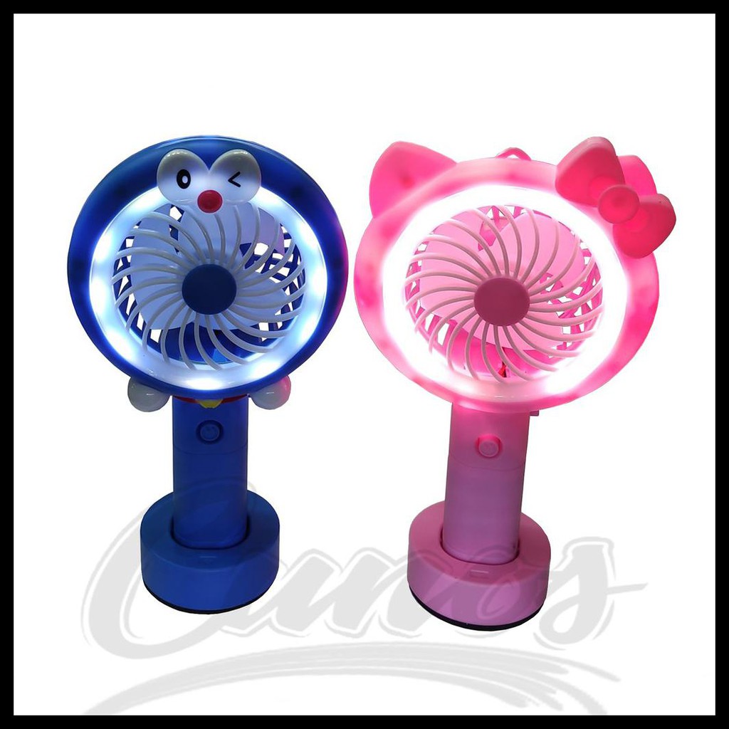 Kipas Gagang Karakter Lampu Led / Mini Fan Karakter + Led