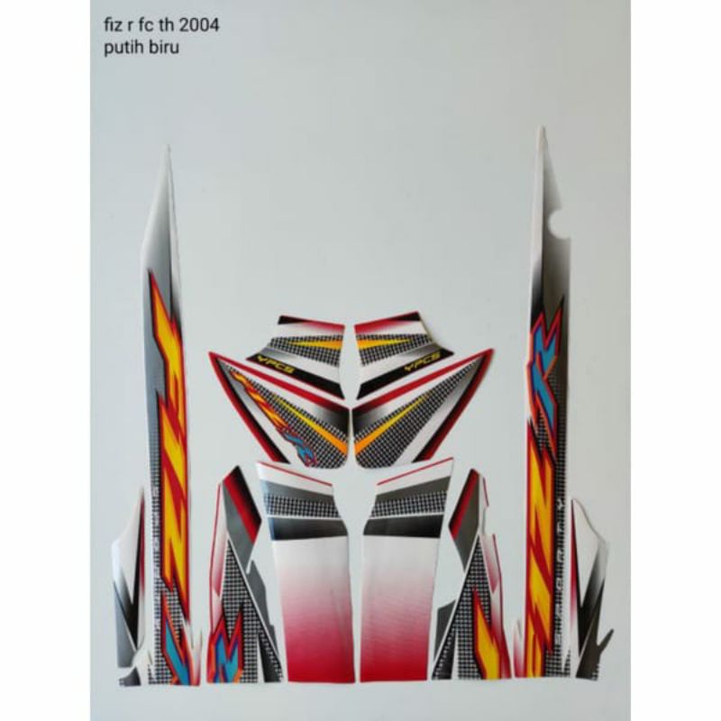 striping FIZ R FC tahun 2004 putih merah, striping yamaha fiz r fc 2004 putih merah terbaik