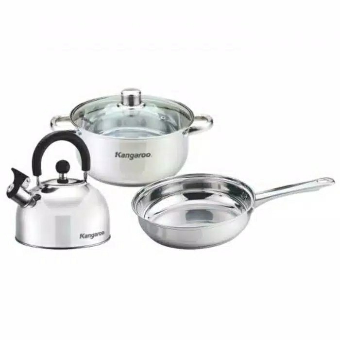 Kangaroo Kg-996 3pcs Panci Set Stainless Steel