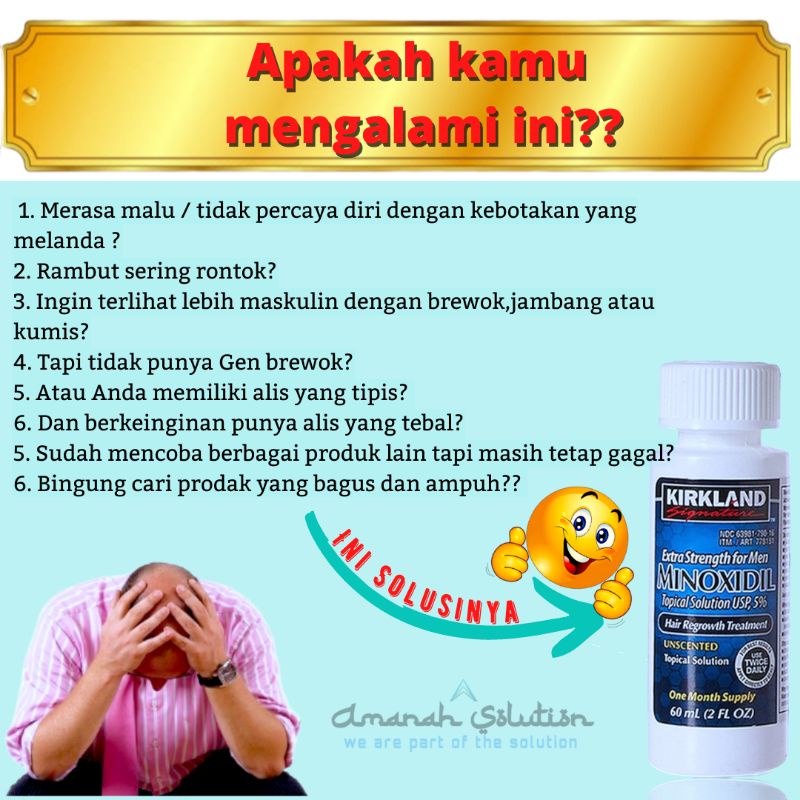 [100% ORIGINAL] KIRKLAND MINOXIDIL 5% 60ML | OBAT PENUMBUH RAMBUT BOTAK | OBAT PENUMBUH BREWOK