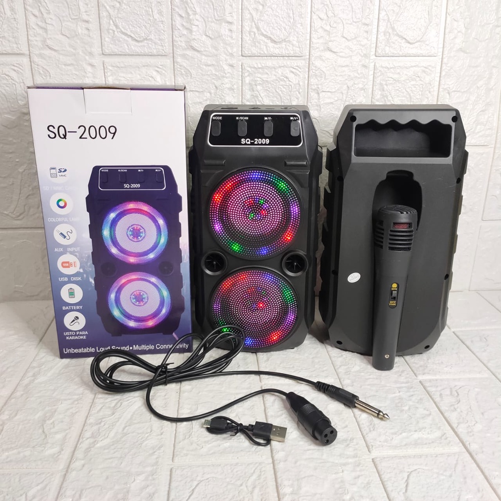 Speaker Karaoke Bluetooth SQRS-2009 LED plus mic karaoke