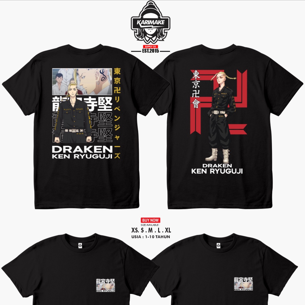 Kaos Baju Anak Tokyo Revengers DRAKEN KEN RYUGUJI Kaos Anime