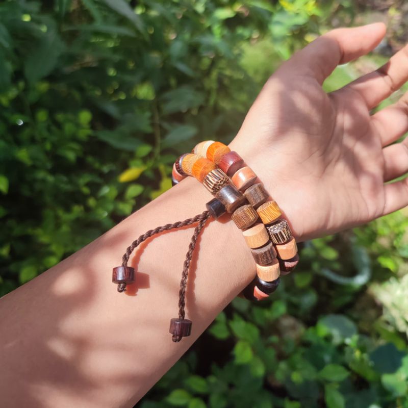 Gelang Kombinasi 12 Kayu, Size 9mm x 10mm_COD
