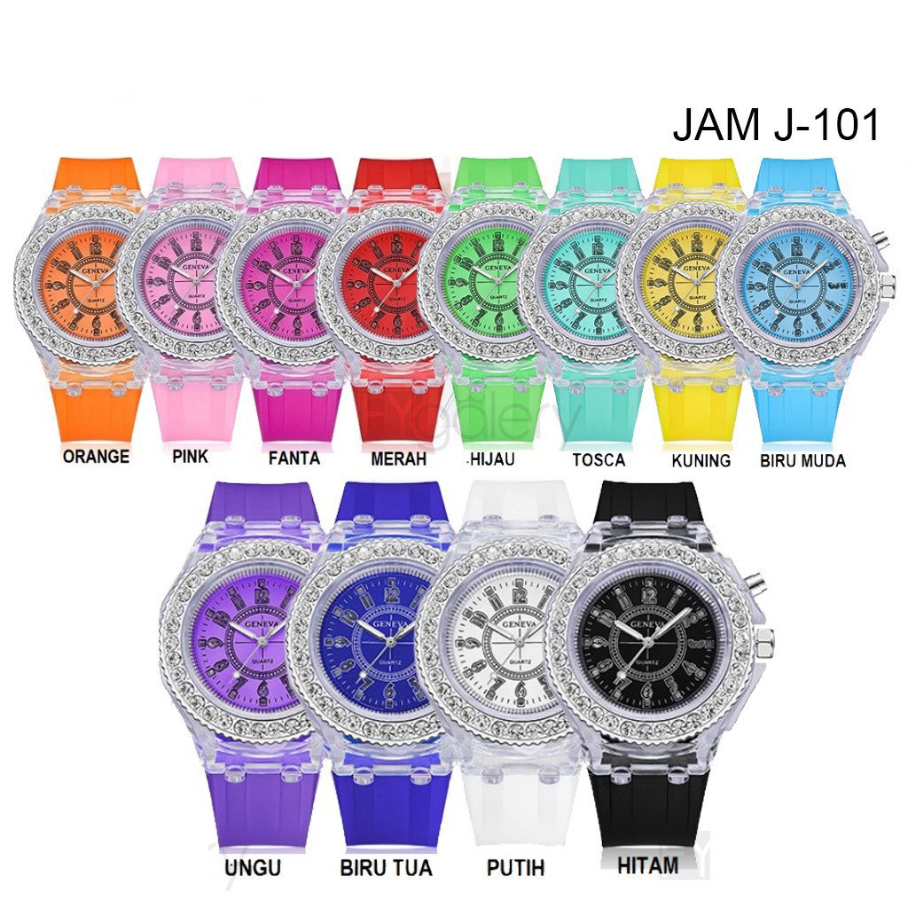 NS - J-101 JAM TANGAN PRIA WANITA Lampu Fashion