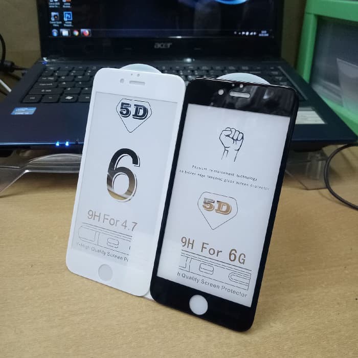 Tempered Glass, Anti Gores Kaca Full Cover iPhone 6/6S 5D