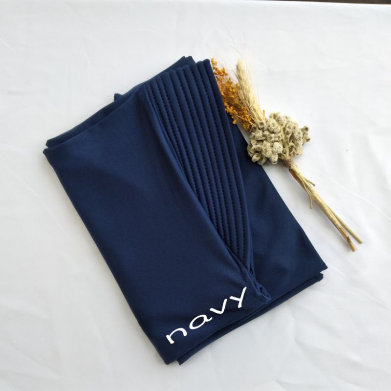 Hijab Bergo Spandek Jersey Menutup Dada/Hijab Instan Bergo Hamidah/Hijab Sport-Navy