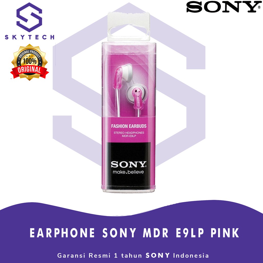 EARPHONE SONY MDR E9LP PINK ORIGINAL GARANSI RESMI