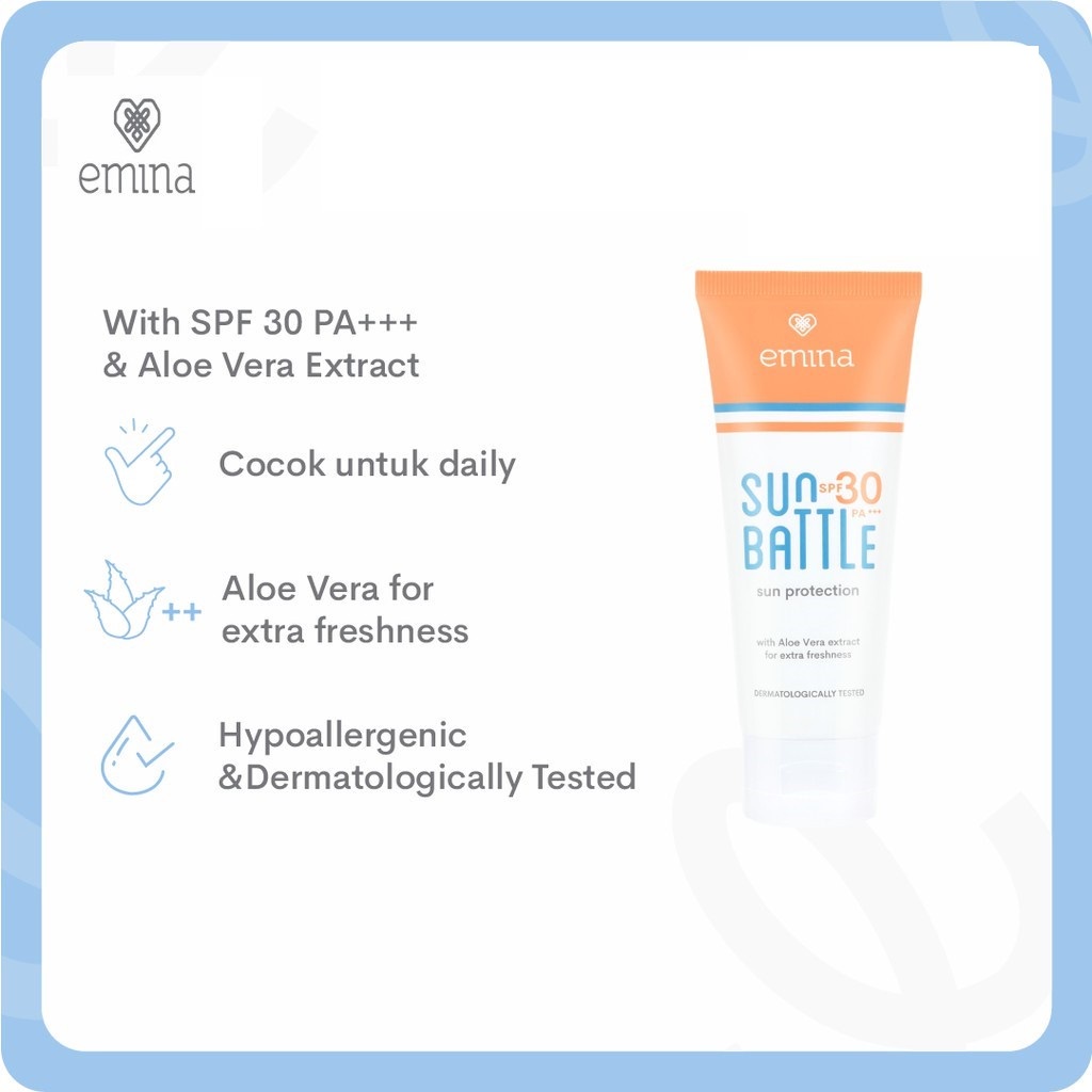 TIKTOK - Emina Sun Battle SPF 30 PA+++ 60ml - Sun Battle SPF45 PA+++ 30ml