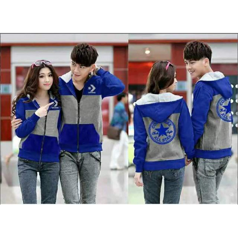 Jacket Converse Bintang Biru Abu - Jacket Couple / baju couple / jaket