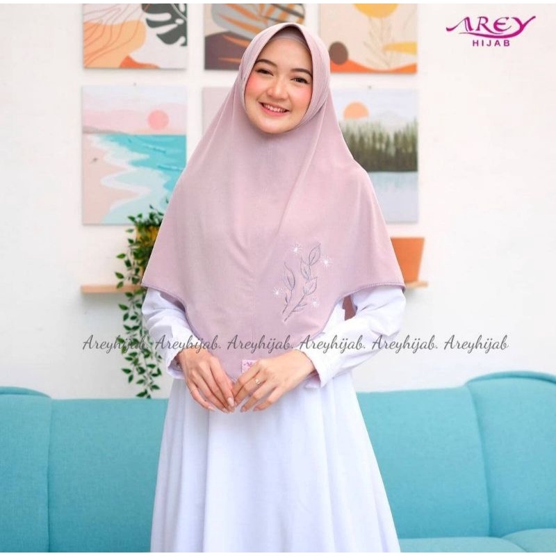 Arey Hijab Instan Husna Bordir Jersey Irish