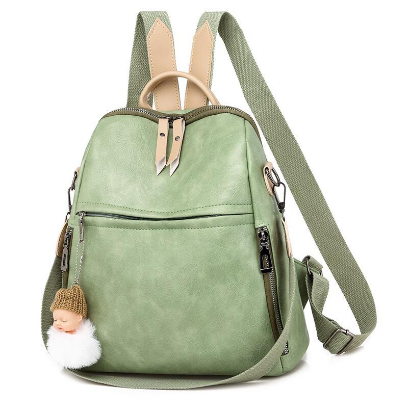 BJ1756 - BLACK/GRAY/GREEN - TAS RANSEL KULIT SEKOLAH BACKPACK PUNGGUNG TAS WANITA FASHION IMPORT MODIS ELEGAN TERMURAH TERLARIS TERBARU BAGSTORE JAKARTA TAS BATAM JTF507 BQ3034 GT1606 ELJ756 LT1014 CR7208