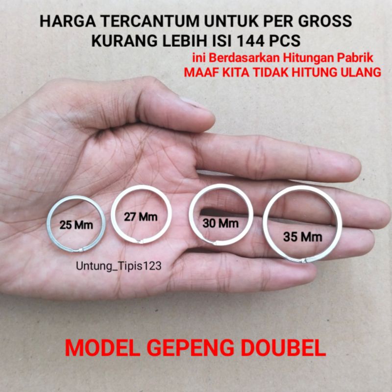 Ring Gantungan kunci Gepeng double uk Lengkap Ring bulat Tebal Ganci 144 Pcs