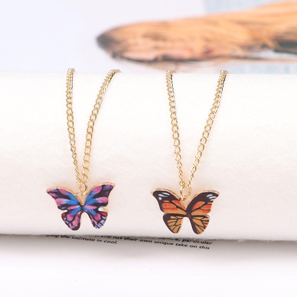 R-flower Butterfly Necklace Aksesoris Perhiasan Lucu Kalung Korea