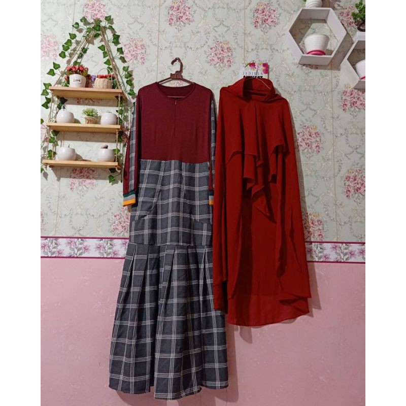Gamis set syari preloved brand humaira long dress maxi preloved