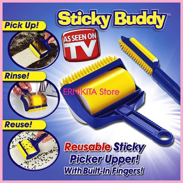 STICKY BUDDY 2 IN 1 - Roller Perekat Debu Bulu di Baju, Sofa &amp; Karpet