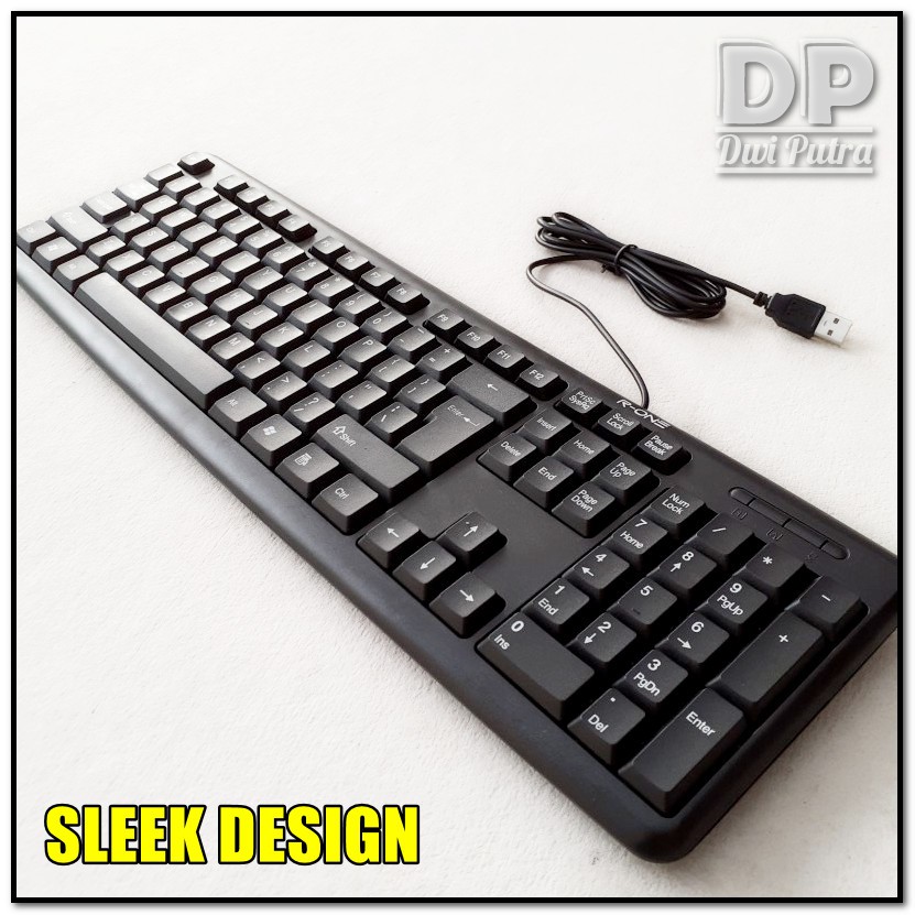 KEYBOARD R-ONE R1601 OFFICE // USB US LAYOUT KEYBORD KANTOR KANTORAN // R-1601 WATER SPILL HOLE