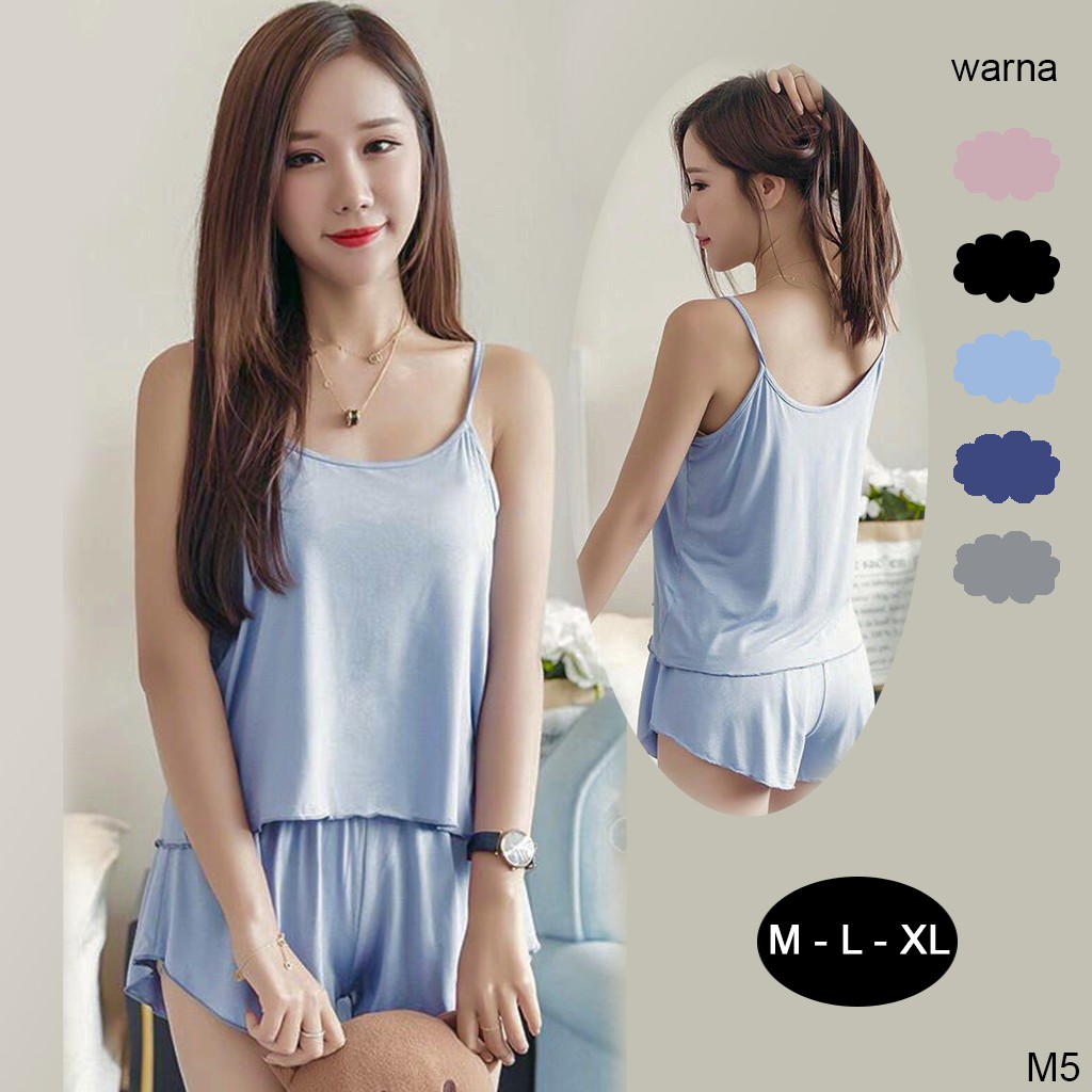 Baju Tidur Wanita Camisole Katun M L XL Kamisol Polos Seksi Import M5