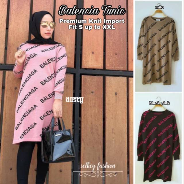 BALENCIAGA TUNIC rajut ORIGINAL Selkey fashion baju muslim premium knit import