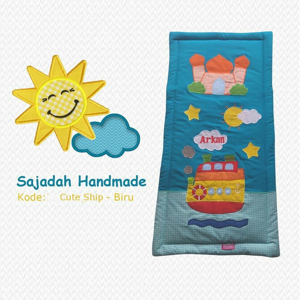 sajadah anak laki laki sedang karakter kapal laut custom bordir nama