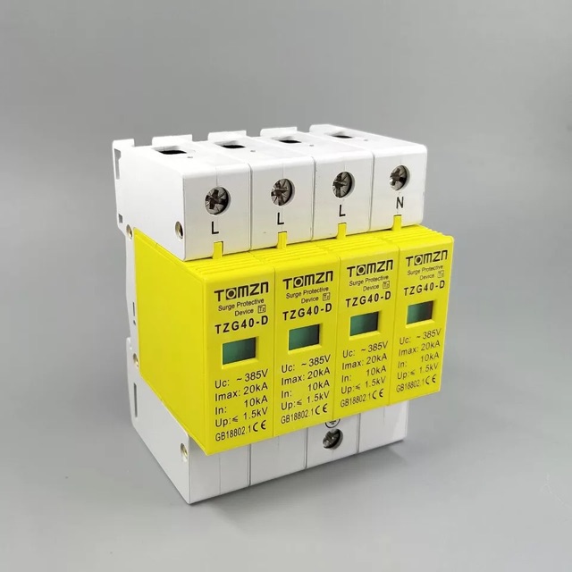 SPD AC 3P + N 10KA ~ 20KA D ~ 385V Surge Protector Perlindungan arester Tegangan