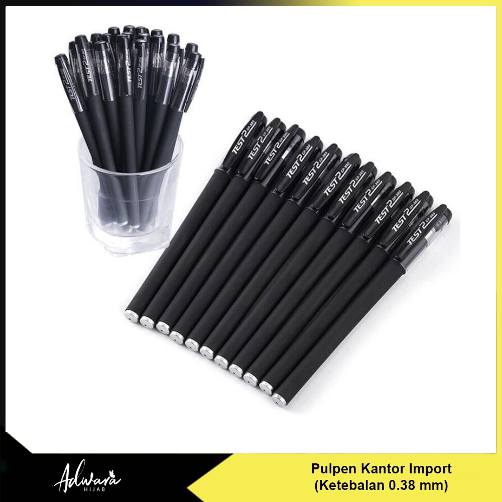 Pulpen Kantor Tinta Hitam Pena Test Import (per pcs)