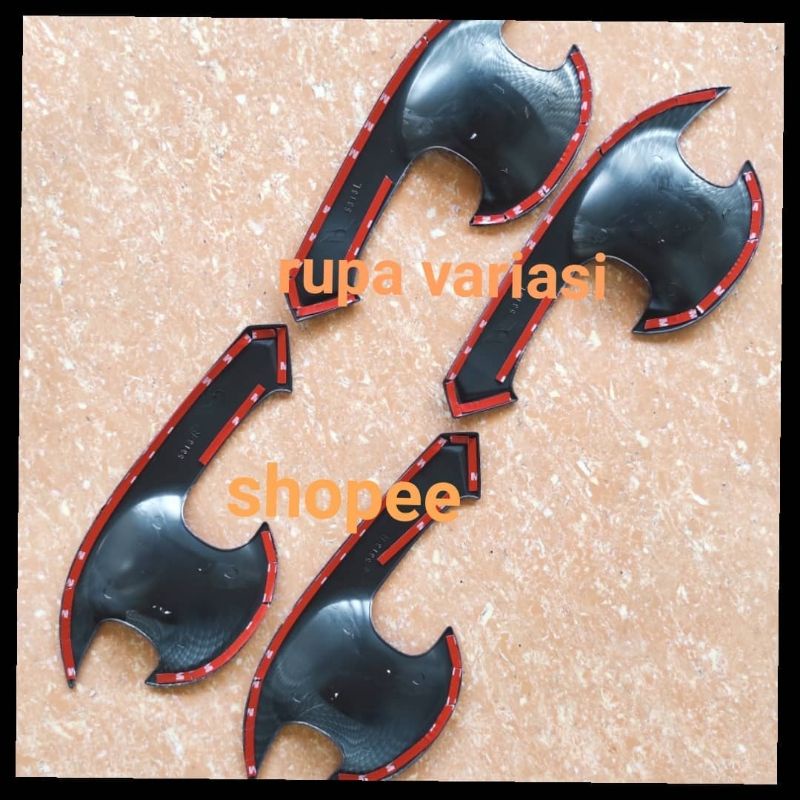 Outer mangkok handle pintu mobil toyota raize 2021 2022 motif carbon hitam chrome crome tempel