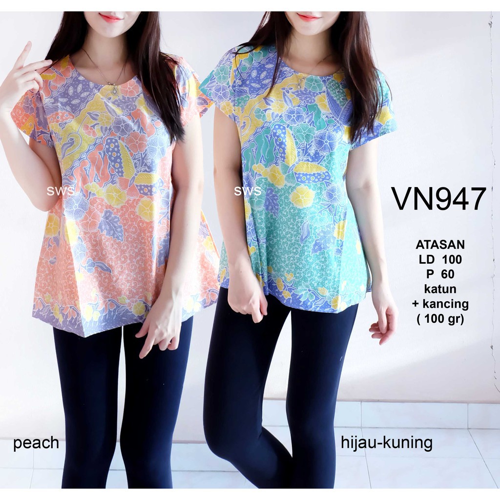 Seola promo SEVN947 ATASAN BATIK PASTEL ETNIK KANTOR WANITA BATIK MODERN MURAH murah
