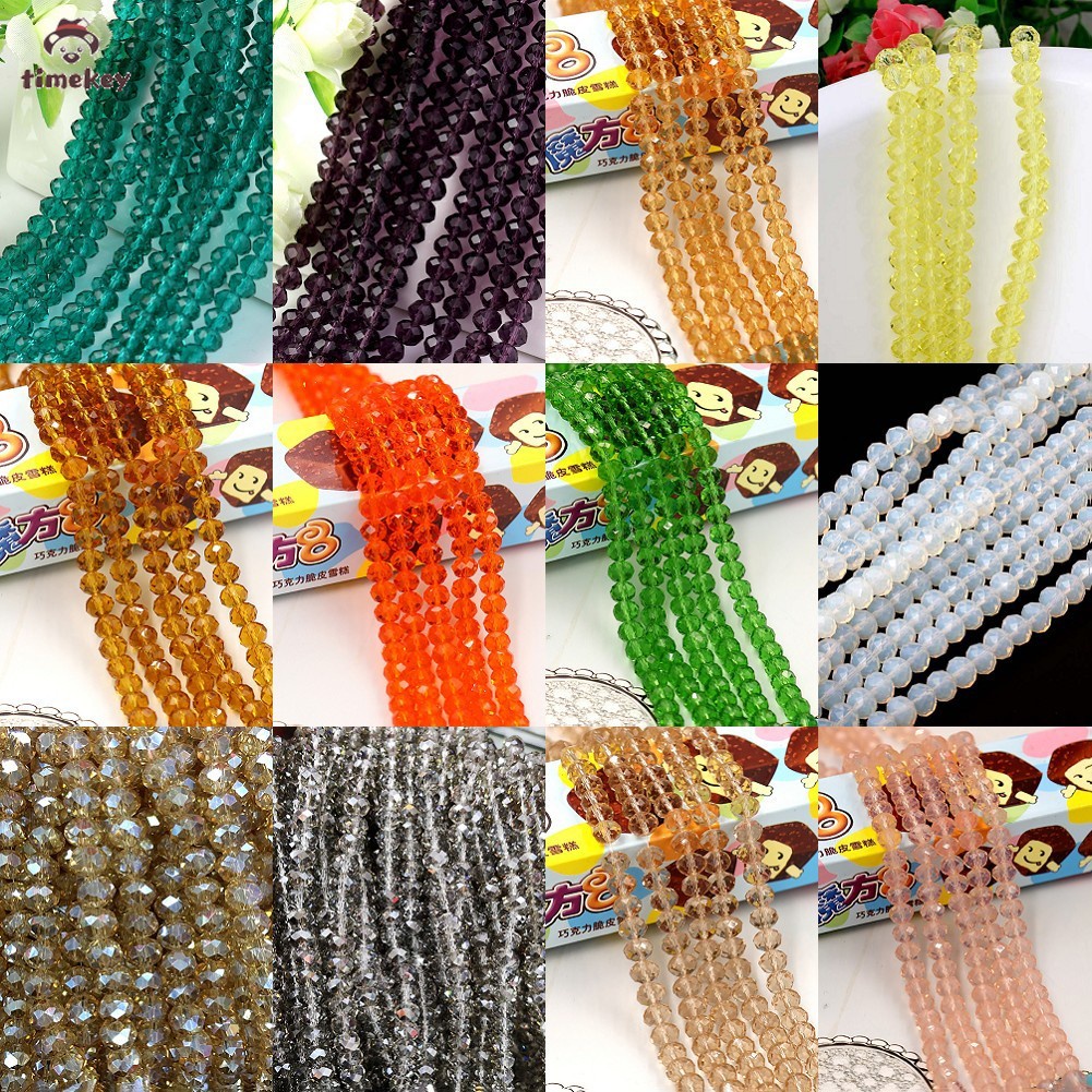 【TK】 6mm Multi colors Crystal Faceted Rondelle Glass Beads Bracelet Necklace DIY Jewelry Making Accessories