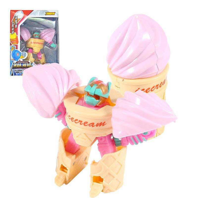 【Ready Stock！！！】Food Deformation Toy Robot Simulation Fries Burger Ice Cream Children Mini Toys