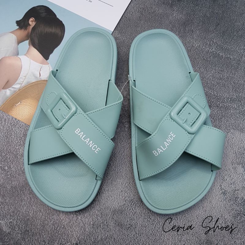 [BEST SELLER] Sendal Jelly Cuted BLC Import Full Karet Lentur Elastis Sandal Slop Silang Kokop-PASTA BIRU MUDA