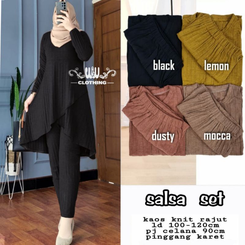 Salsa Set / Setelan Kaos knit Rajut Dewasa
