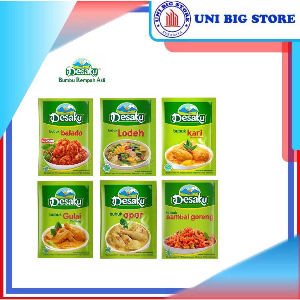 

DESAKU Bubuk Balado, Lodeh, Sambal Goreng, Kari, Opor, Gulai 12.5 gr