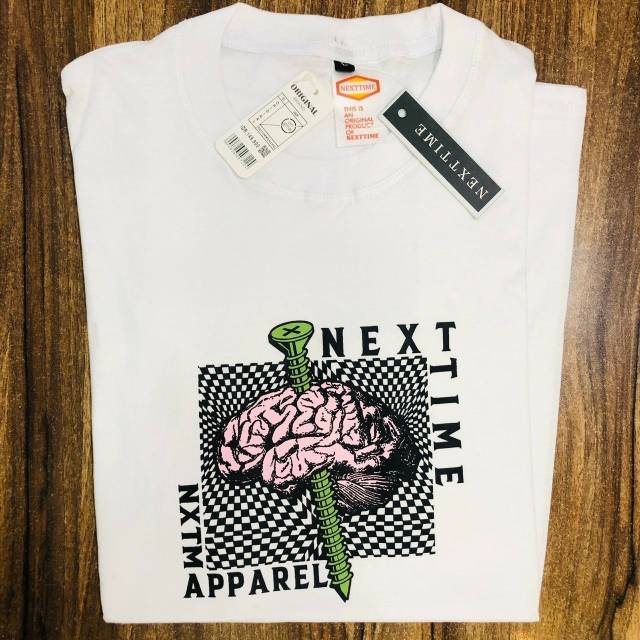 PAKAIAN PRIA KAOS DISTRO NEXT TIME ORIGINAL BRANDED KAOS PUTIH KAOS POLOS THANKSONSOMNIA