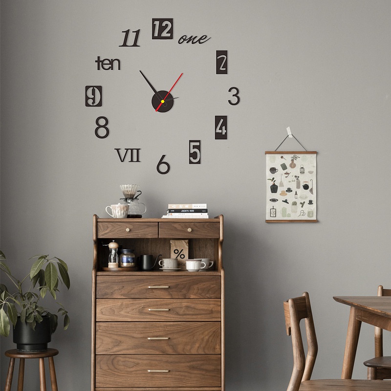 WJ0067 Jam Dinding DIY 3D Diameter 40cm Dekorasi Rumah Ruangan Kantor Wall Clock DIY