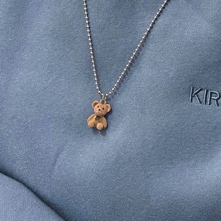 Kalung Korea Liontin Coklat Teddy Bear Fashion Wanita