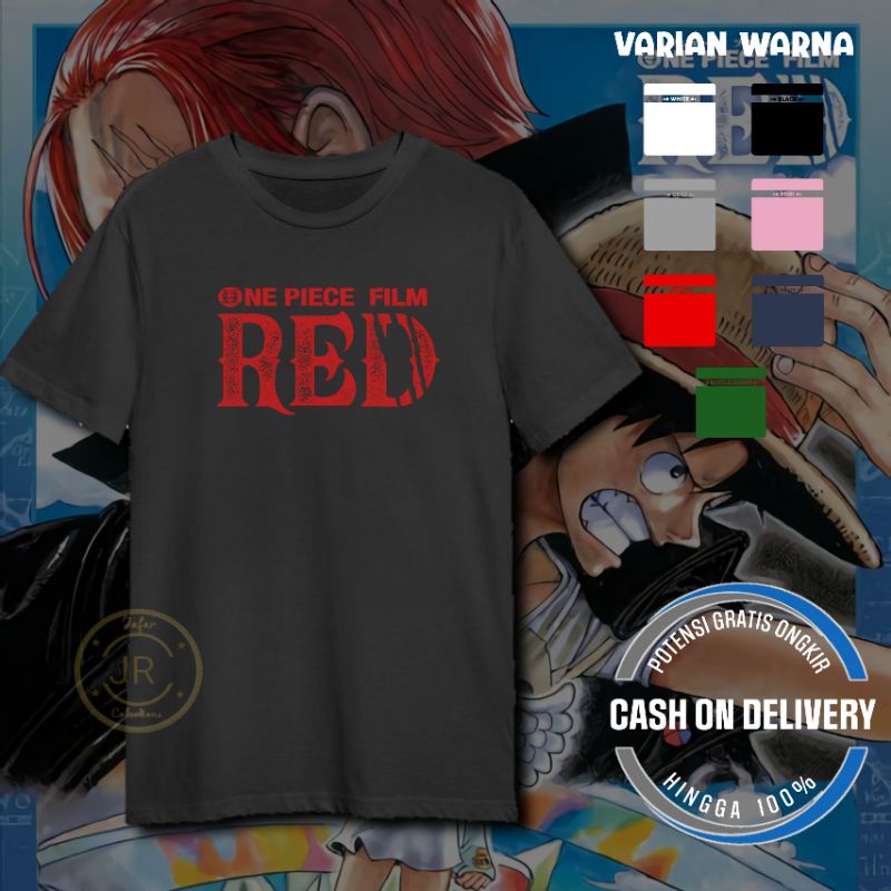 Baju kaos dewasa katun one piece movie red viral/murah/pendek/COD / Kaos dewasa one piece red unisex