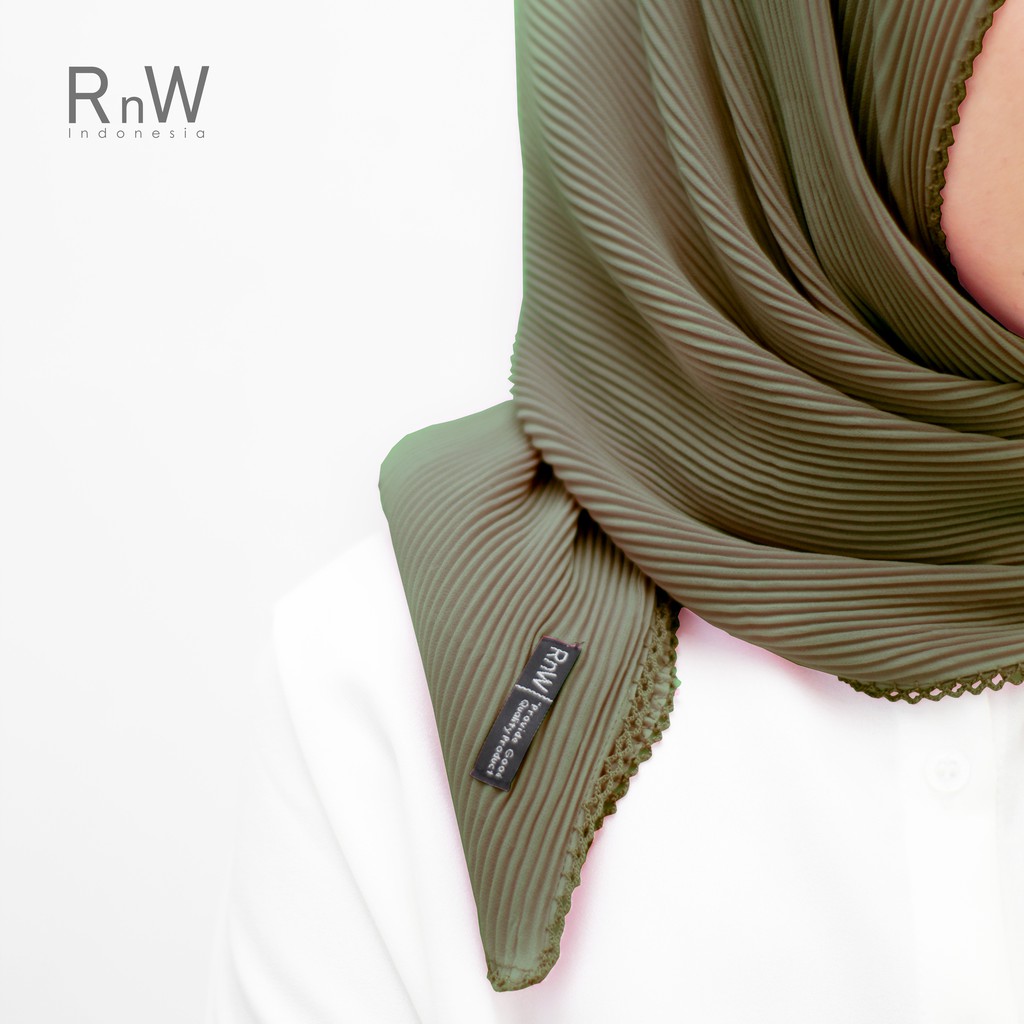 NEW YEAR SALE Pashmina Plisket Crochet Premium-Army