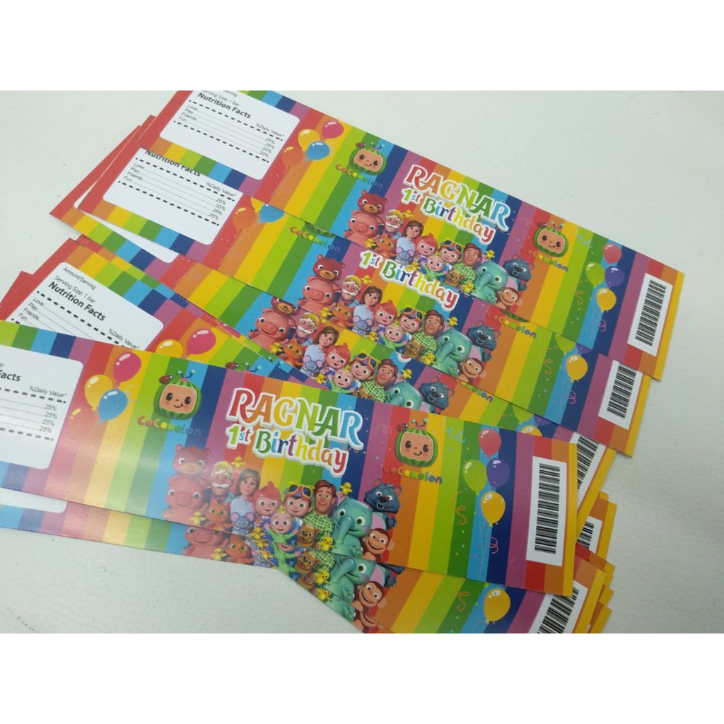 Label Air Mineral Botol 330ml Custom Karakter Cocomelon