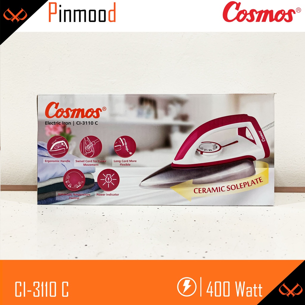 COSMOS SETRIKA LISTRIK CI-3110 C CERAMIC COATING DRY IRON GOSOKAN BAJU ANTI LENGKET GARANSI RESMI 1 TAHUN