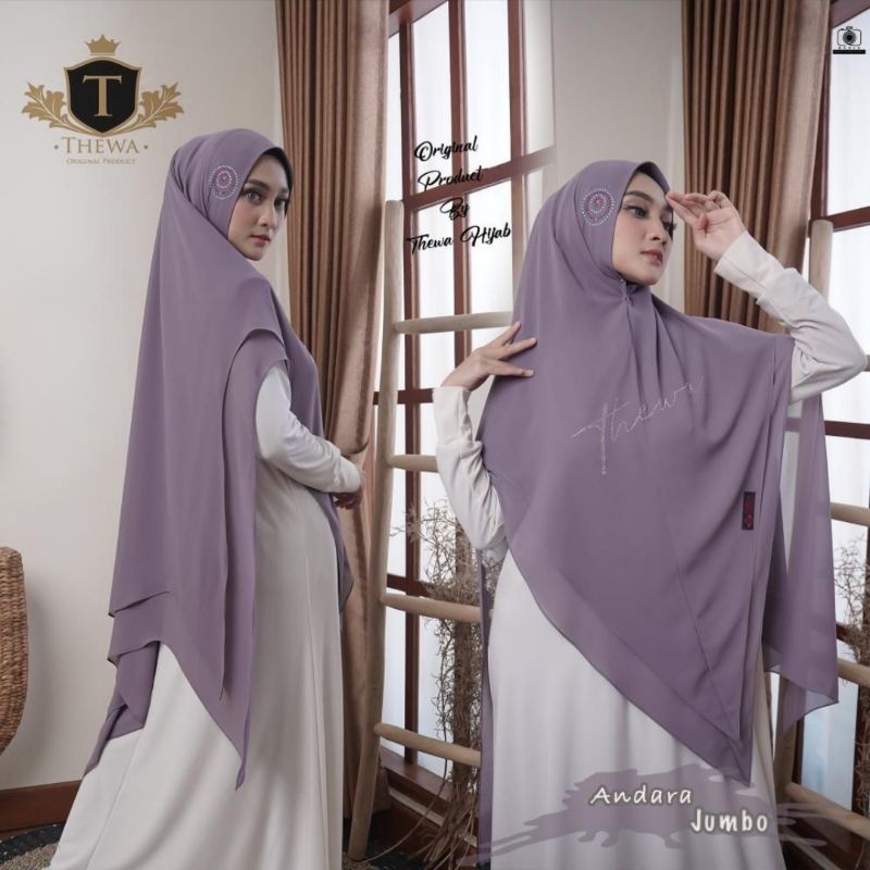 Thewa / Khimar Andara Jumbo Thewa /Khimar Payet Ceruty Babydoll / Jilbab Instan Payet Jumbo / Khimar