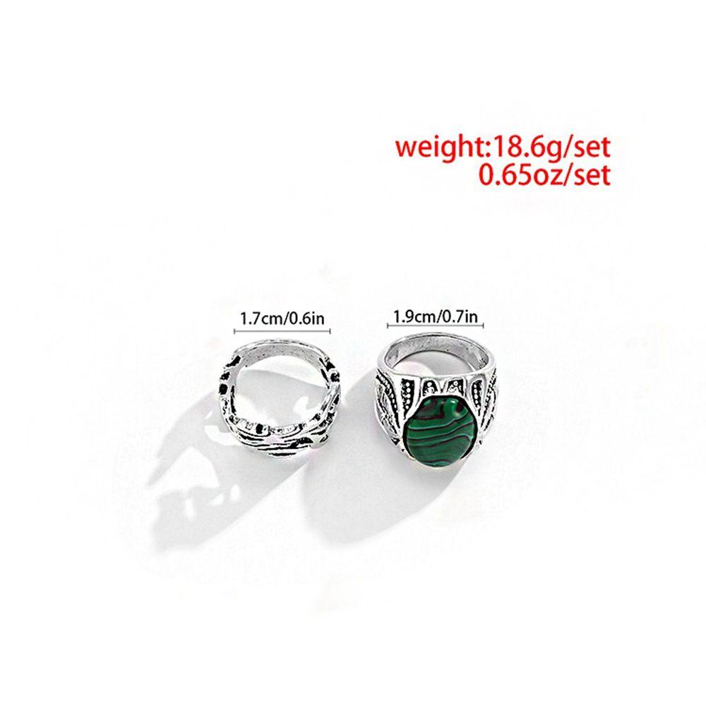 [Elegan] Set Cincin Pria Hip-hop Kepribadian Wanita Pria Geometris Logam Gaya Punk Cincin Pria Jari Cincin