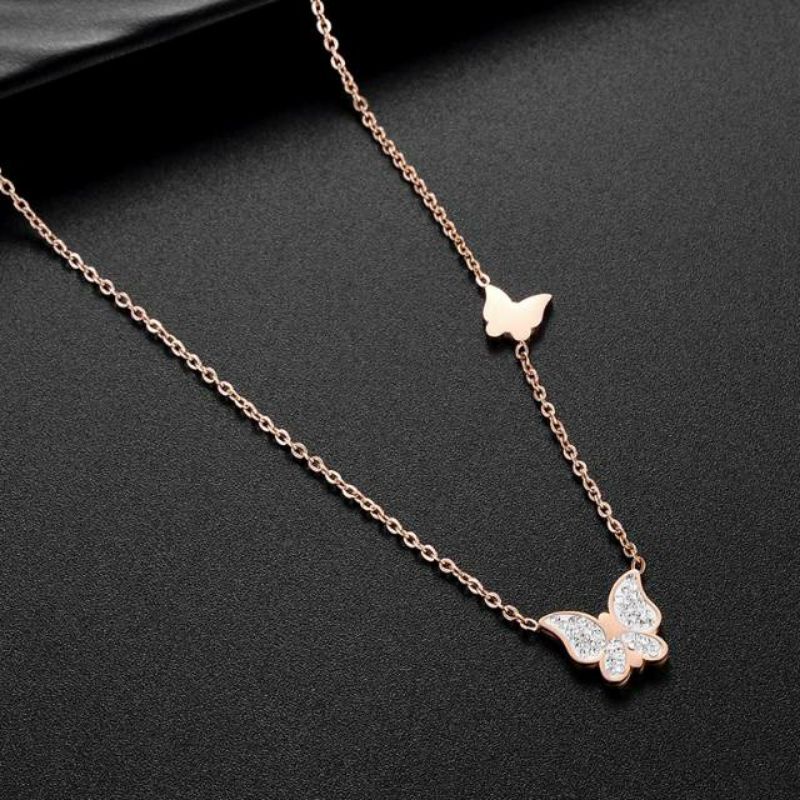 GG Kalung Kupu kupu Rose Gold Titanium