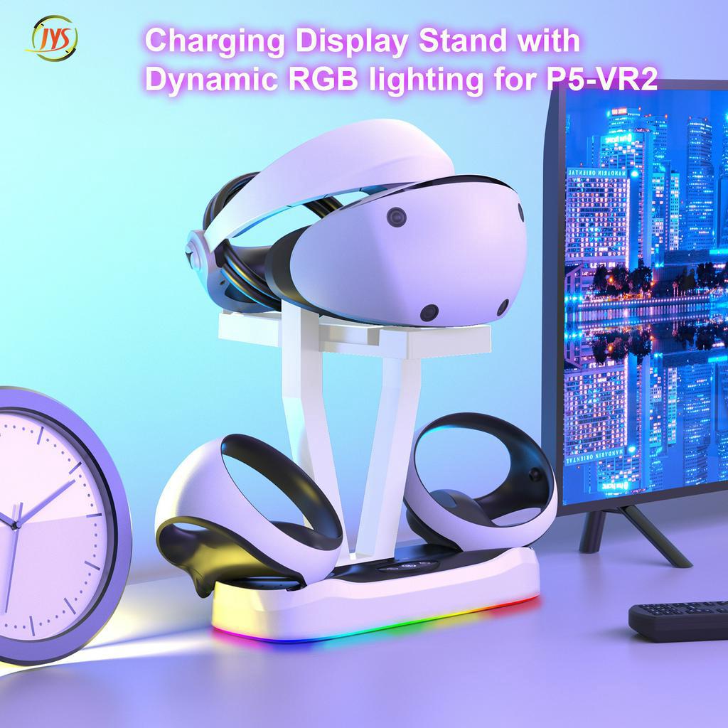 JYS Charging Dock Display Stand For PS5 VR2 / Tempat Cas Stik Controlllers PSVR2 RGB Ambient Light