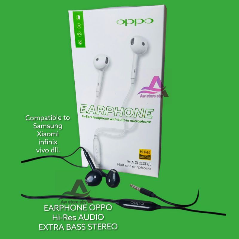 Headset oppo Extra Bass HiRes Black Edition Earphone oppo A53/A52/A15S/A16/A54/A74 (A92 BLACK)