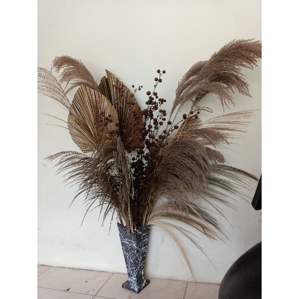paket bunga kering palem pampas super komplit